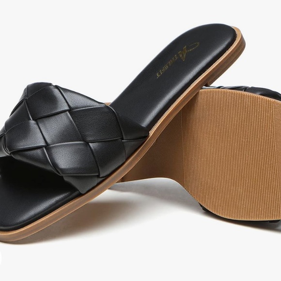 Athlefit Women's Braided Flat Sandals Square Open Toe Woven Slip On Slide Sandal - Picture 8 of 9